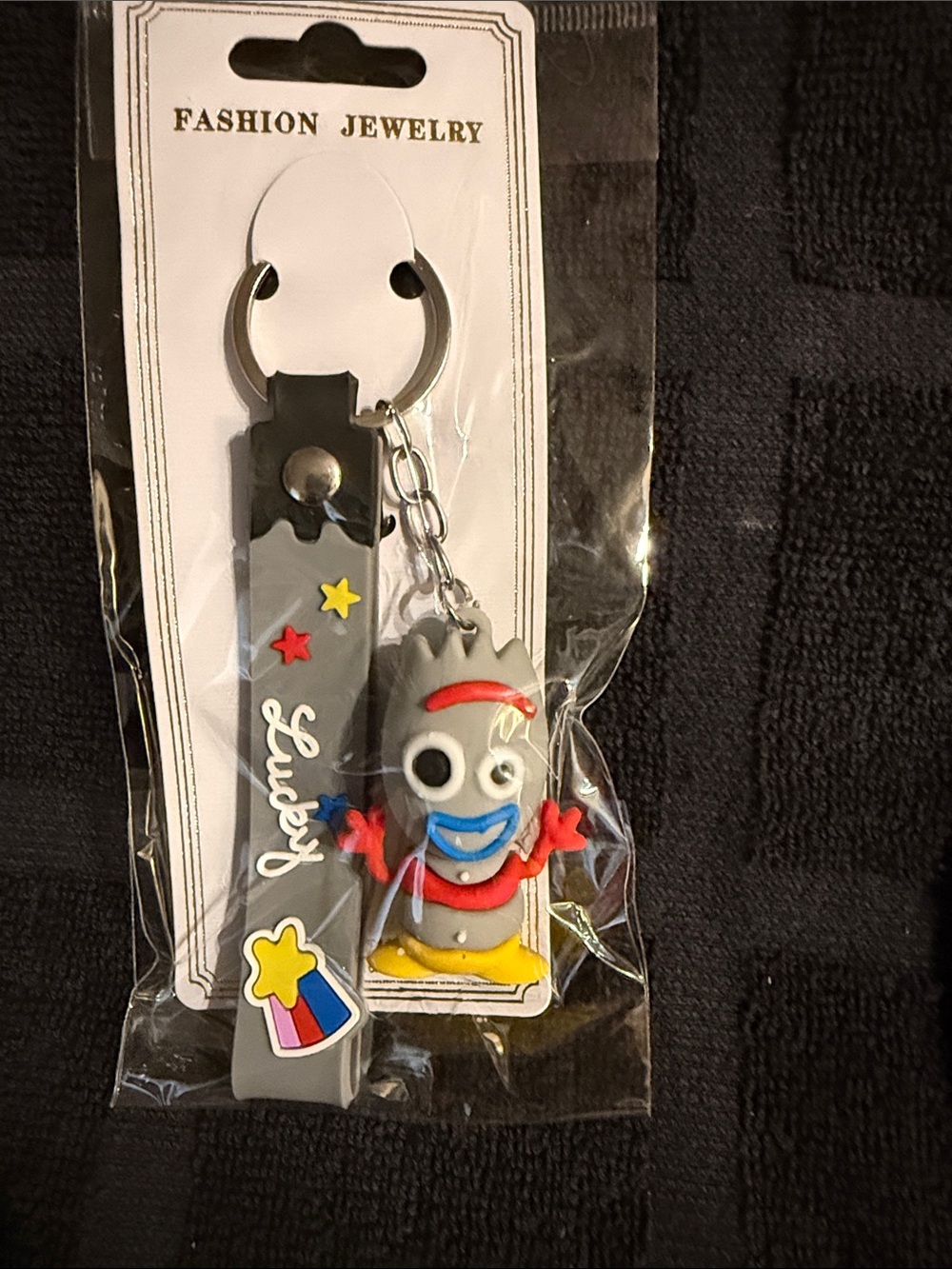 Fashion Jewelry Gray Lucky Character Keychain ( Forky )with Multicolor Accents